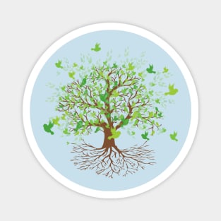 Tree of life green birds version Magnet